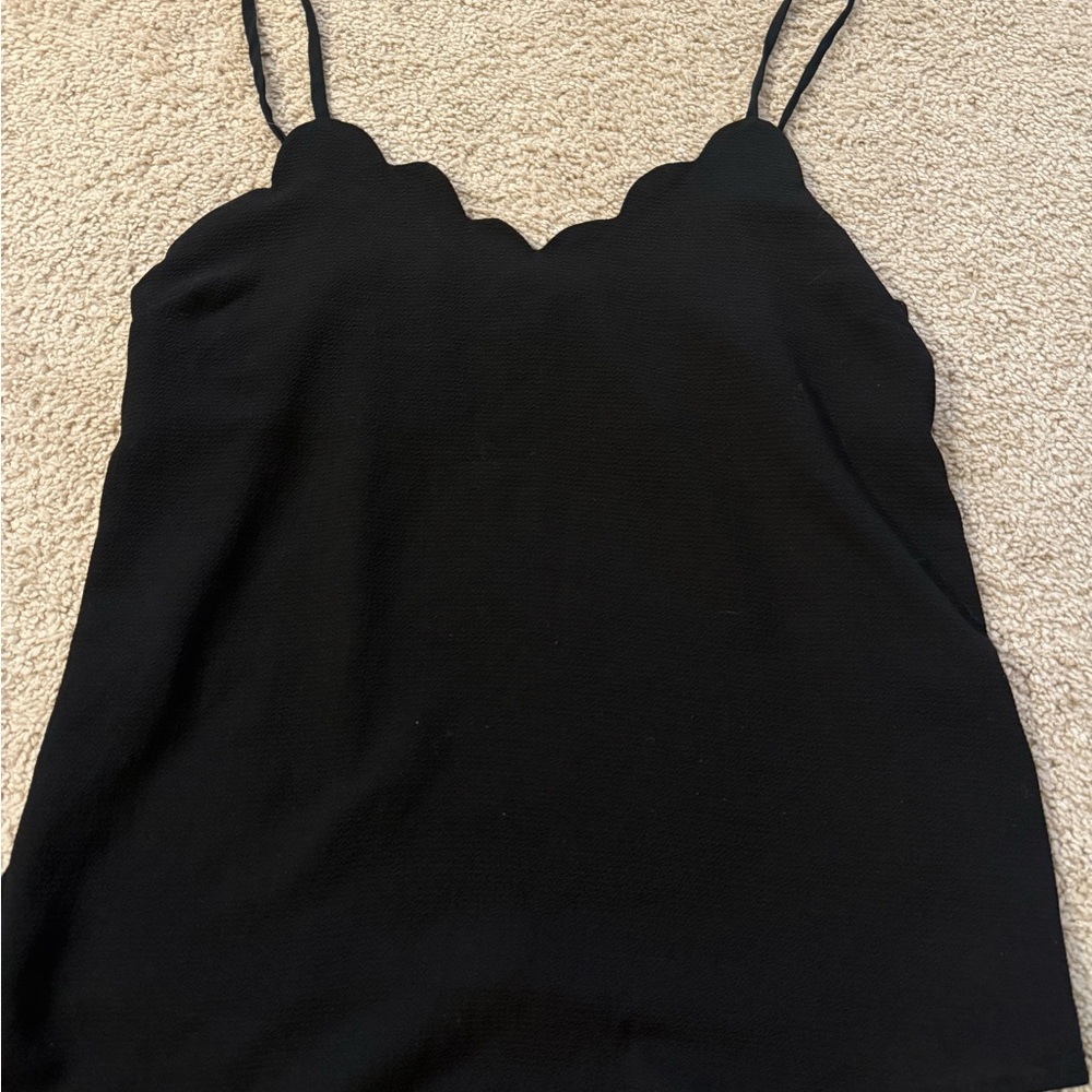 Monteau Black Scalloped neck tank